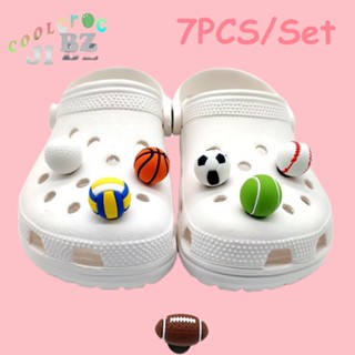 CROCS Jibbitz ชุดลูกเทนนิส ลูกวอลเลย์บอล ลูกเทนนิส รักบี้ 3D สร้างสรรค์ อุปกรณ์เสริม สําหรับตกแต่ง 7 ชิ้น