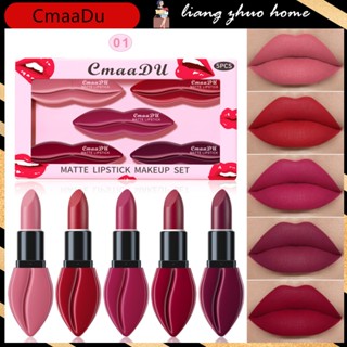 Cmaadu ลิปสติก ลิปกลอส เนื้อแมตต์กํามะหยี่ กันน้ํา 5 ชิ้น ต่อกล่อง