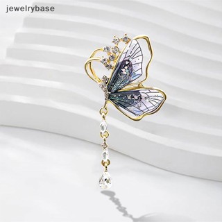 [jewelrybase] เข็มกลัด โปร่งแสง รูปผีเสื้อ แมลง ประดับพลอยเทียม เครื่องประดับ สไตล์บูติก