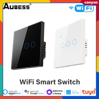 1/2/3/4gang Tuya Wifi Smart Touch Switch Home Waterproof Wall Button Switch Capacitive Touch Sense รองรับการควบคุมด้วยเสียงทำงานร่วมกับ Alexa canyon