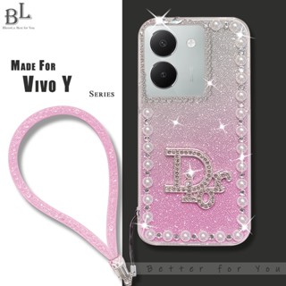 เคส Vivo Y36 Y22S Y02 Y16 Y22 Y35 Y02S Y21 Y33S Y33T Y2S Y21T Y20S Y20i Y12a Y12S โทรศัพท์มือถือ ประดับกลิตเตอร์ พลอยเทียม ระยิบระยับ ไล่โทนสี หรูหรา สําหรับ