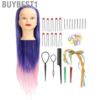 Buybest1 Hairdressing Mannequin Head  Mannequin Braiding Head Multifunctional Blue Pink Gradient Soft Smooth Portable  for Beauty Salon for Barber