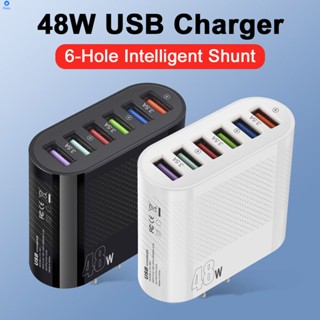 ที่ชาร์จโทรศัพท์มือถือ 48w 3.5a หัวชาร์จ Adapter 6usb Travel Charger 【bluey】