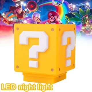 Mario Bros โคมไฟตั้งโต๊ะ LED ชาร์จ USB ขนาด 10*10*11 ซม. ของขวัญวันเกิด ของเล่นสําหรับเด็ก