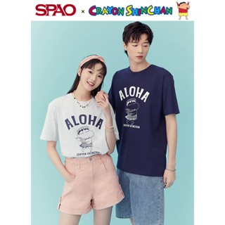 【พร้อมส่ง】เสื้อยืดแขนสั้น พิมพ์ลาย SPAO Crayon Kohin แฟชั่นฤดูร้อน สําหรับผู้ชาย และผู้หญิง SPRLD24D06