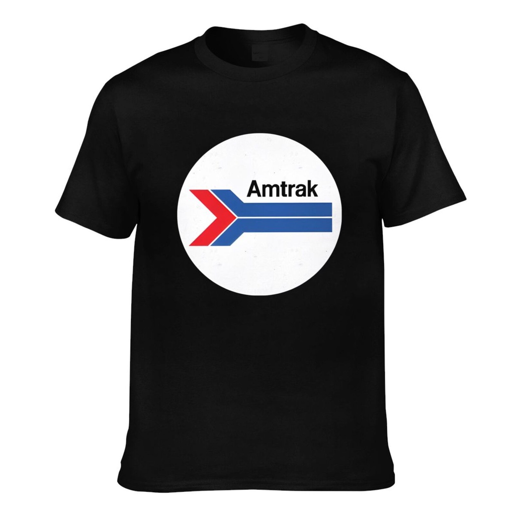 เสื้อยืดแปลกใหม่ Amtrak Railroad Distressed Train โลโก้กราฟิกพิมพ์เสื้อยืด