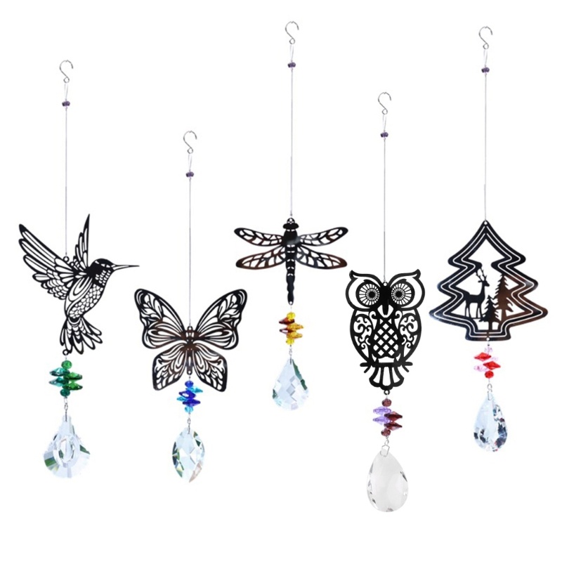 Mya Crystal Garden Suncatcher สําหรับผีเสื้อแขวนจี้ลมตีระฆัง Rainbow Pris