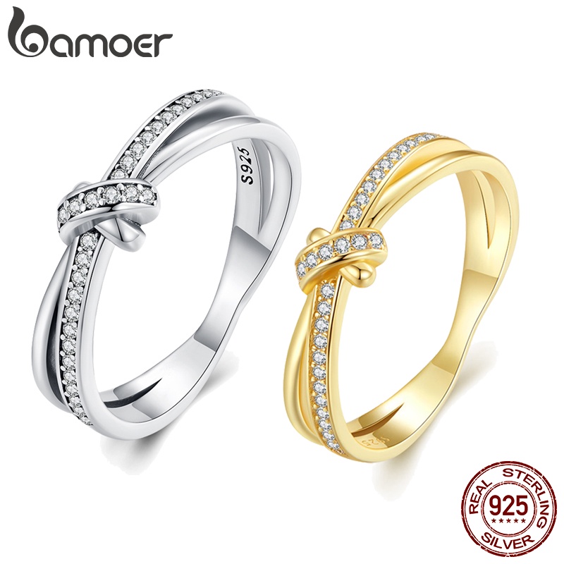Bamoer 925 Silver Sterling Infinity Symbol และ Knot Ring สําหรับผู้หญิงแฟชั่น Jewellery ของขวัญ