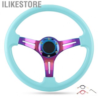 Ilikestore auto decals 6‑ Racing Steering Wheel Replacement 350mm Dia Universal Deep Dish Light Blue  car accessories