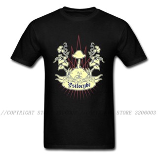 New เสื้อยืด ผ้าฝ้าย พิมพ์ลายเห็ด Heraldry สีดํา สไตล์วินเทจ คลาสสิก สําหรับผู้ชาย