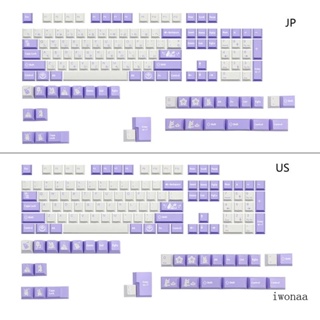 Iwo PBT ปุ่มกดคีย์บอร์ด 135 คีย์ ลายกระต่าย สีม่วง สไตล์ญี่ปุ่น