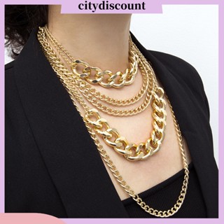 &lt;citydiscount&gt; สร้อยคอโซ่ หลายชั้น สไตล์พังก์ร็อค ฮิปฮอป ของขวัญ เครื่องประดับ สําหรับผู้หญิง