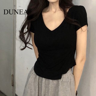 Dunea เสื้อท็อปส์ คอวี ทรงสลิมฟิต สําหรับผู้หญิง