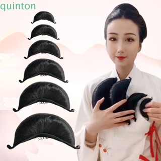 QUINTON Croissant Chignon กิ๊บติดผม หนังสังเคราะห์ สีดํา สไตล์จีนโบราณ เรโทร เจ้าหญิง สําหรับผู้หญิง