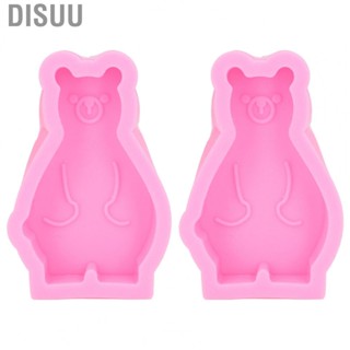 Disuu 2Pcs Silicone Mold Cute Bear Shape Easy Demoulding Flexible Soft Baking for DIY Cake Fondant Chocolate