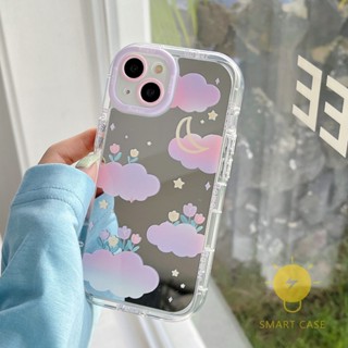 For เคสไอโฟน 14 Pro Max [Mirror Clouds Dreamlike] เคส Phone Case For iPhone 14 Pro Max Plus 13 12 11 For เคสไอโฟน11 Ins Korean Style Retro Classic Couple Shockproof Protective TPU Cover Shell