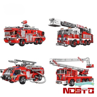 สถานีดับเพลิงเมือง City Fire Truck Model Building Blocks Firefighting Set Fireman Figures Bricks Construction Toy for Kid