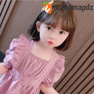 OCEANMAPDZ วิกผมบ๊อบตรงแฟชั่น คุณภาพสูง นุ่ม สีชมพู ต่อผม ผมหน้าม้าแบน เป็นธรรมชาติ สีดํา ไฟเบอร์ทนความร้อน สําหรับเด็ก
