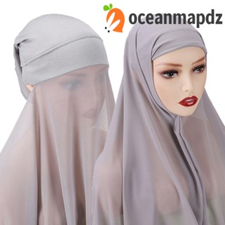 OCEANMAPDZ ผ้าพันคอ ผ้าคลุมฮิญาบ กันลื่น สีพื้น สไตล์มุสลิม สําหรับผู้หญิง