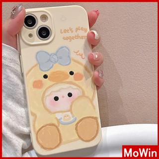 Mowin - เข้ากันได้สำหรับ เคสไอโฟน เคสไอโฟน11 เคส iphone 11 เคสไอโฟนครีมเคลือบเงาฟิล์มนุ่ม TPU เคสกล้องกันกระแทกป้องกันเป็ดสีเหลืองน่ารักเข้ากันได้กับ iPhone 13 Pro max 12 Pro Max 11 xr xs max 7 8Plus