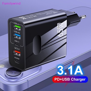 Familywind&gt; หัวชาร์จโทรศัพท์มือถือ Type C 65W US EU UK USB PD 3.1A หลายปลั๊ก คุณภาพสูง สําหรับเดินทาง