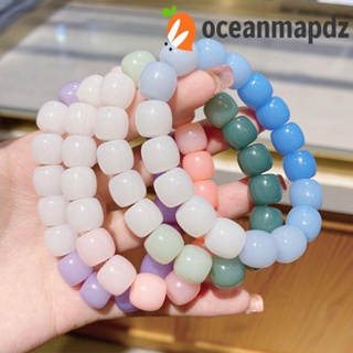 OCEANMAPDZ สร้อยข้อมือ ประดับลูกปัดหยกน่ารัก สีโปร่งใส สไตล์จีนโบราณ สําหรับผู้หญิง