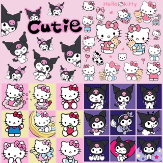 แผ่นสติกเกอร์ ลายการ์ตูนคิตตี้ แมวคุโรมิ มีกาวในตัว สําหรับร…