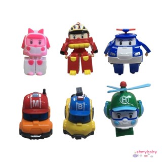 ของเล่นเด็ก Robocar Poli Transformation Robot Amber Roy รถของเล่น Action Figure ของเล่นเด็กของขวัญที่ดีที่สุด [N/12]