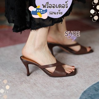 TM53 ส้นสูง 3 นิ้ว size 35-40 ใส่แล้วเท้าเรียว ผอม สวย รองเท้าเปิดส้น ส้นสูง ดีไซน์สายไขว้ รองเท้าผู้หญิง พรีออเดอร์