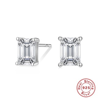 0.5ct + 0.5ct Emerald Cut Moissanite Studs Earrings