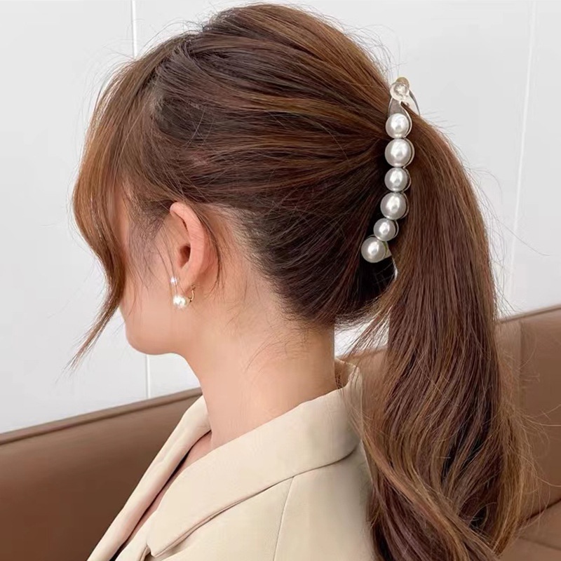 Ins กิ๊บติดผมรูปปลาฉลามประดับไข่มุกสไตล์เกาหลีสําหรับผู้หญิง
