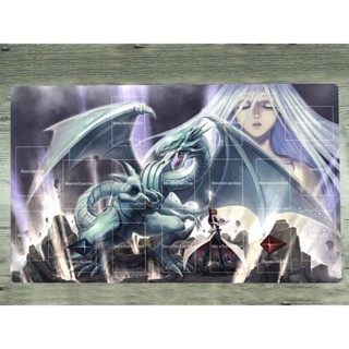 Yugioh Playmat Seto Kaiba Blue-Eyes White DragonTCG CCG แผ่นรองเมาส์เกมมิ่ง