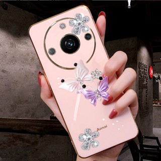 เคสป้องกันโทรศัพท์มือถือ ลายผีเสื้อบินน่ารัก สีชมพู สําหรับ Realme 11 Pro+ Plus C53 NFC GT NEO5 SE 4G 5G 11 11Pro 11Pro+