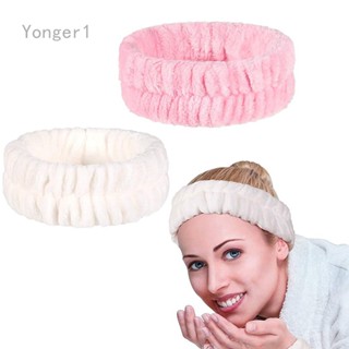 Yonger ที่คาดศีรษะ ผ้าเทอร์รี่ แบบยืดหยุ่น สําหรับผู้หญิง ใส่อาบน้ํา แต่งหน้า ล้างหน้า