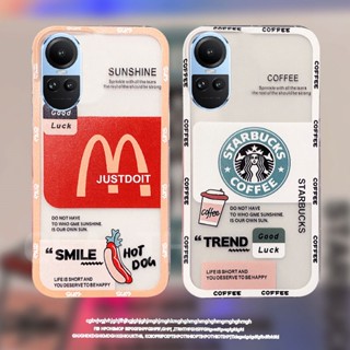 ใหม่ เคสโทรศัพท์มือถือแบบนิ่ม ใส กันกระแทก ลายภาพประกอบ McDonalds Starbucks สําหรับ Oppo Reno10 Reno 10 Pro 10 Pro+ 5G Reno10Pro+