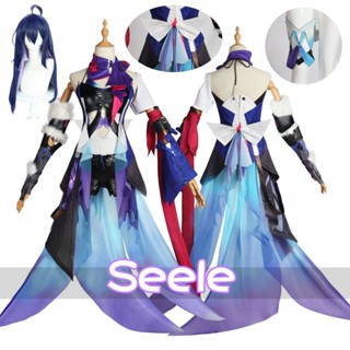 - Jn - Honkai Star Rail Seele Game Suit Honkai Butterfly Seele เครื่องแต่งกายคอสเพลย์ + วิกผม ชุดคอสเพลย์ อะนิเมะ ฮาโลวีน ปาร์ตี้ สีม่วง