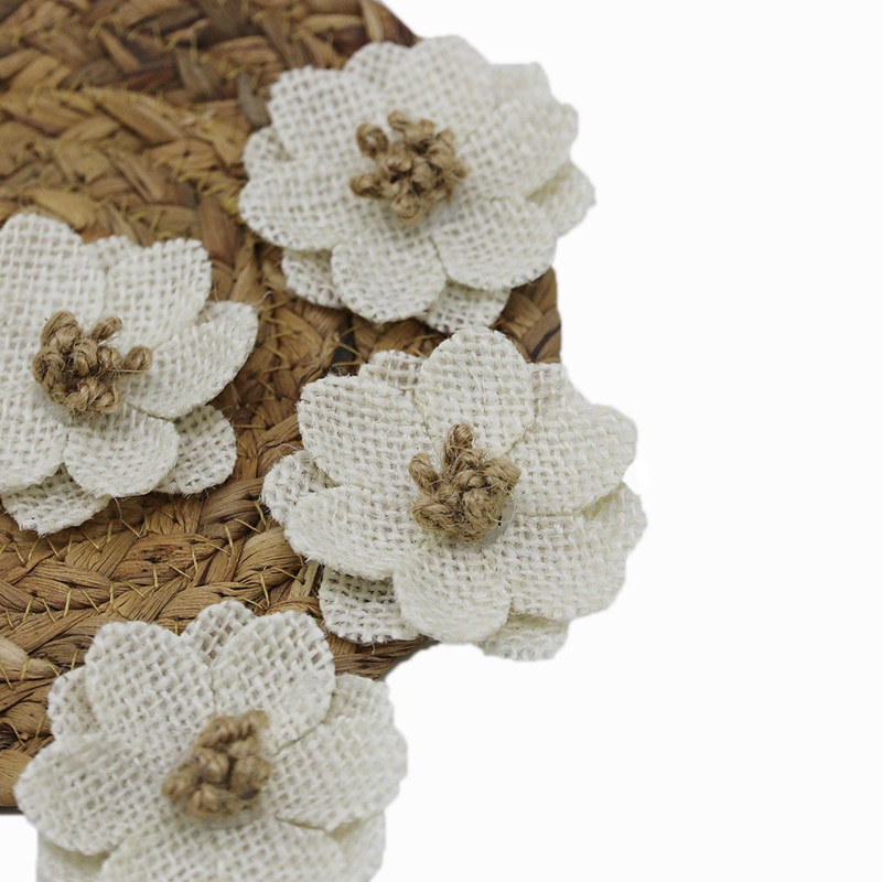 (5 ชิ้น/ถุง) กว้าง 6 ซม. ผ้าลินินขนาดเล็ก Daisy เฟอร์นิเจอร์ Hand Ledger ตกแต่ง DIY บรรจุภัณฑ์ตกแต่งวันหยุด