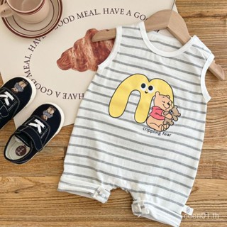 【ins Striped-baby clothes】ชุดจั๊มสูทแขนกุด ลายทาง ใส่สบาย แฟชั่นฤดูร้อน สําหรับเด็กผู้ชาย 2023