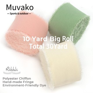 Muvako ริบบิ้นชีฟอง 6 ม้วน สีงาช้าง สีชมพู สีเขียว 1.5 นิ้ว x 33 หลา 6 ม้วน