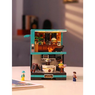 [Spot] Zhegao DZ6135 coffee Creative Park Street View building assembling building blocks exquisite toys Street View girls compatible with Lego