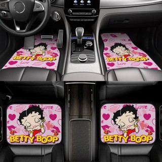 Betty Boop พรมปูพื้นรถยนต์ ด้านหน้า และด้านหลัง สําหรับรถยนต์ทุกรุ่น 4 ชิ้น