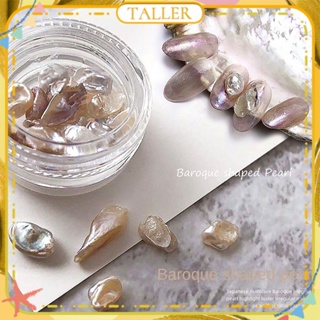 ✧Ready Stcok 10pcs Nail Art Baroque Pearl Jewelry Special-shaped Flat-bottomed Round Fine Flash Mixed Nail Accessories Manicure Tool For Nail Shop TALLER