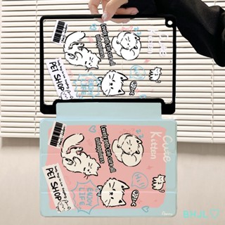 เคสแท็บเล็ตอะคริลิค ลายหัวแมวน่ารัก พร้อมช่องใส่ปากกา สําหรับ iPad Air4 10.9 2022 gen10 gen9 gen8 gen7 10.2 9.7 5 6th Mini 4 5 6 Air 4 10.9 2021