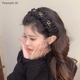 Yescont ที่คาดผม ผ้าโพกหัว แต่งจับจีบ พิมพ์ลายตัวอักษร โลหะผสม สีพื้น เครื่องประดับ แฟชั่นสําหรับผู้หญิง