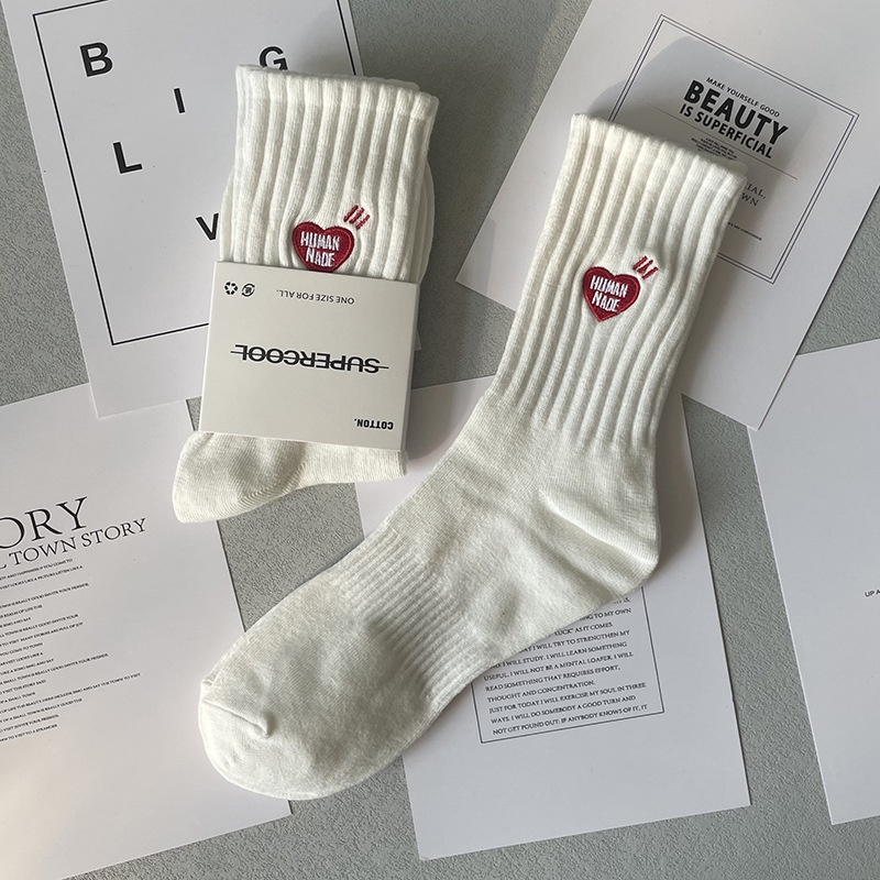 ถุงเท้า ผ้าฝ้าย ดูดซับเหงื่อ ระงับกลิ่น ปักลาย สําหรับผู้ชาย และผู้หญิง และนักเรียน - รูปที่ 5