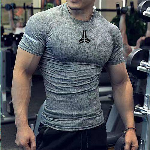Quick Drying Clothes T-shirt Men's Slim Fit Breathable Sweat Absorbing Sports Running Fitness Clothes Short Sleeve Stretch Tight Compressing Cloth T-shirt 3vMf