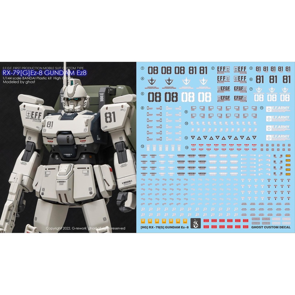 YAN GHOST HGUC 1/144 RX-79 [ G ] Ez-8 fluorescence water decal