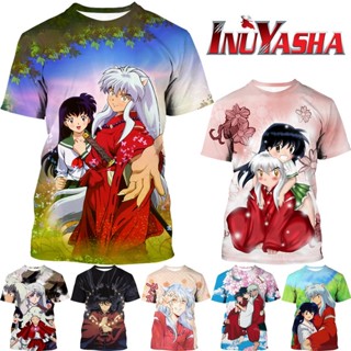 เสื้อยืดลําลอง พิมพ์ลาย Inuyasha 3 มิติ สไตล์ฮิปฮอป แฟชั่นใหม่ สําหรับผู้ชาย และผู้หญิง