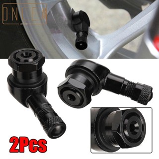 【ONCEMOREAGAIN】Valves 2pcs Black Motorcycle 90 Degree Replacement Aluminum Alloy Spare