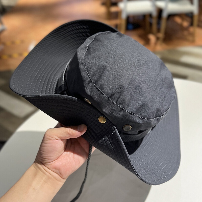 หมวกกันเดินป่า กันแดด ปีกกว้าง (ทรงสวย ติดกระดุมเปลี่ยนทรงหมวกได้ ) รอบศีรษะ 56-58 cm พร้อมส่ง - รูปที่ 5